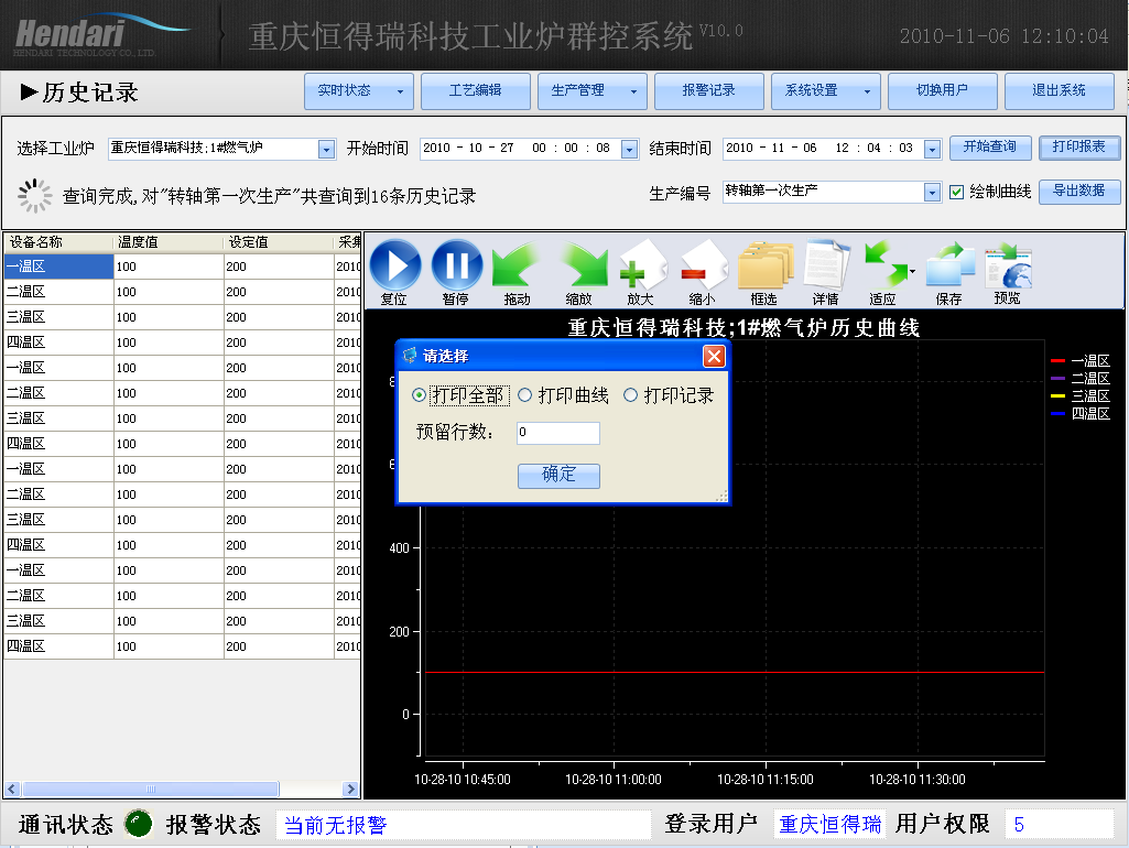 車(chē)間DCS/工業(yè)爐、電爐群控系統 歷史數據-選擇打印模式